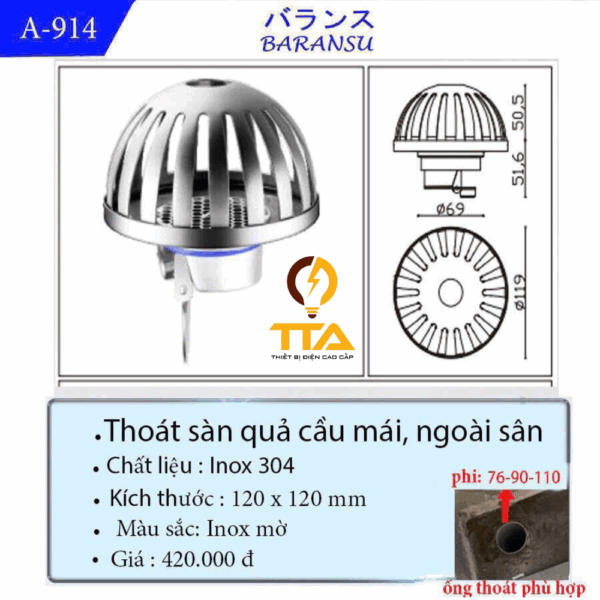 Ga Thoát Sàn Cầu Mái A-914