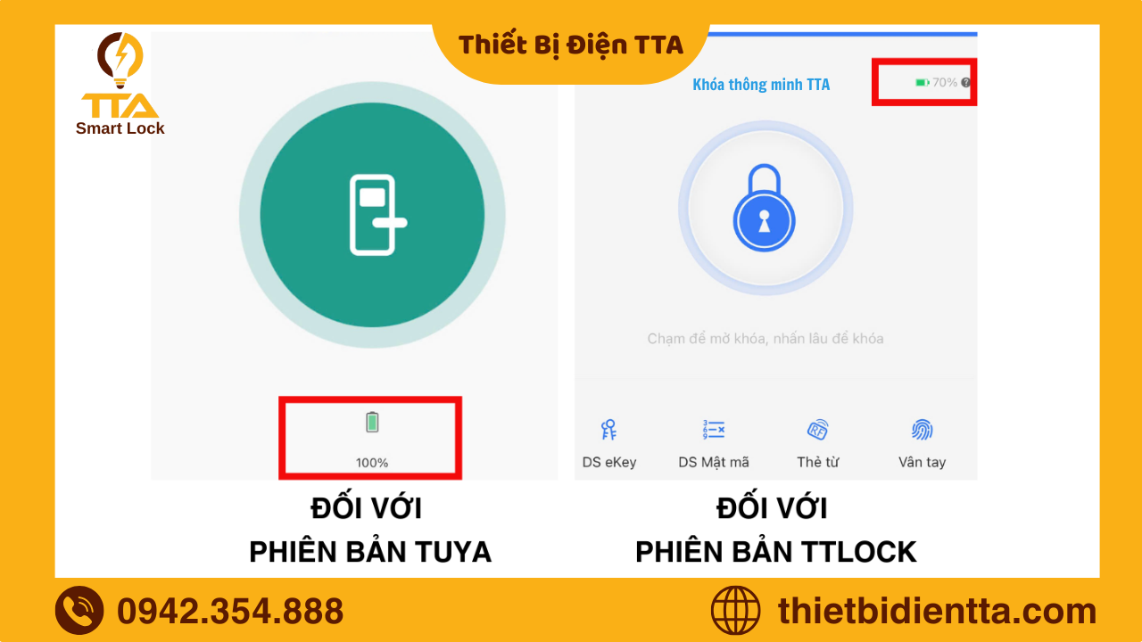 Tình trạng pin App Tuya & TTLock