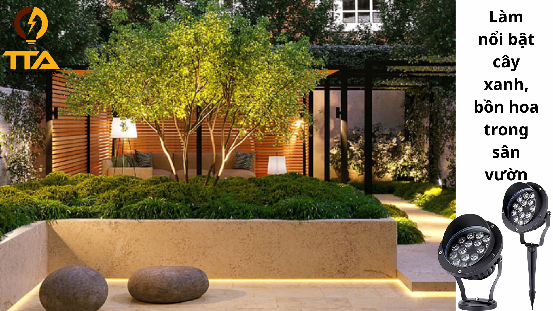 Làm nổi bật cây xanh, bồn hoa trong sân vườn